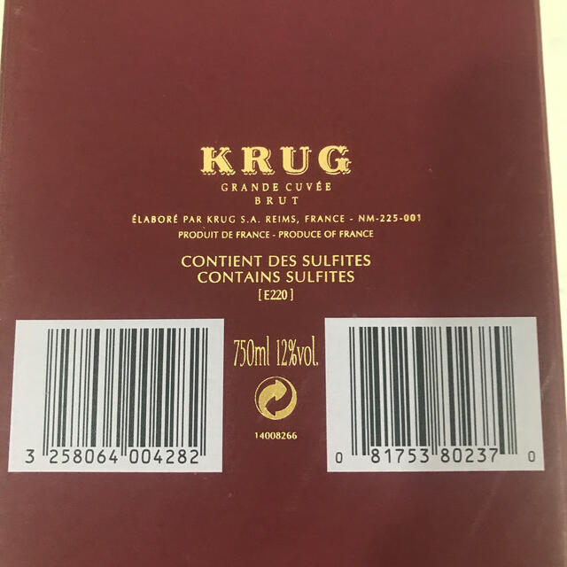 Krug(クリュッグ)のKRUG  クリュッグ　シャンパーニュ 食品/飲料/酒の酒(シャンパン/スパークリングワイン)の商品写真