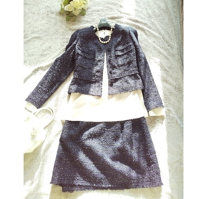René(ルネ)のルネ❇️Rene❇️美品 リントンツィードスーツ ネイビー 卒業式オケージョン  レディースのフォーマル/ドレス(スーツ)の商品写真