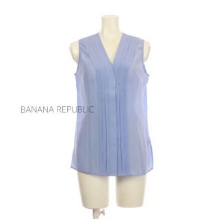 バナナリパブリック(Banana Republic)のBANANA REPUBLIC  シルク100%  プリーツ ノースリーブ(シャツ/ブラウス(半袖/袖なし))