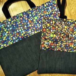 【ハンドメイド】レッスンバッグ　上履き入れ　マリオ　撥水加工　服飾専門(バッグ/レッスンバッグ)