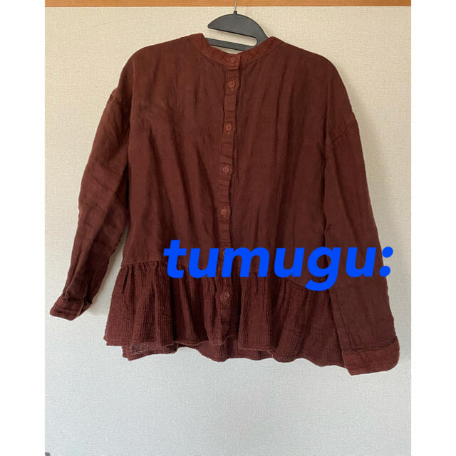 tumugu(ツムグ)のツムグリネンプルオーバー　赤　着用1回美品 レディースのトップス(その他)の商品写真