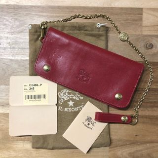春色3カラー✧ イルビゾンテ 長財布 チェーンウォレット ルビーレッド