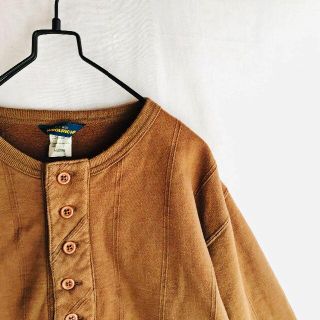 ウールリッチ(WOOLRICH)の【90s】Woolrich ヘンリーネック スウェット 凹凸縞柄 M(スウェット)