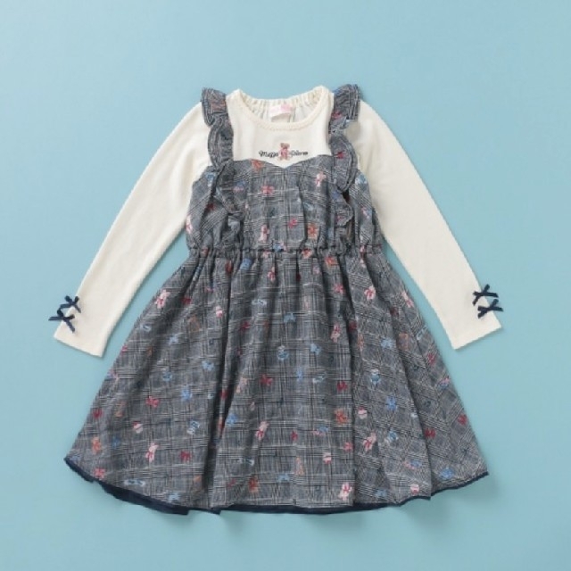 mezzo piano - 【新品】メゾピアノ　チェック　クマ　ワンピース　130
