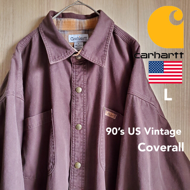 carhartt(カーハート)の90s古着 カーハート カバーオール ワークシャツジャケット ダック地 チェック メンズのジャケット/アウター(カバーオール)の商品写真