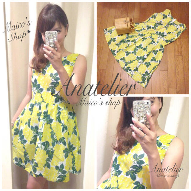 anatelier(アナトリエ)のanatelier♡ぶどう柄リネンワンピ レディースのワンピース(ミニワンピース)の商品写真