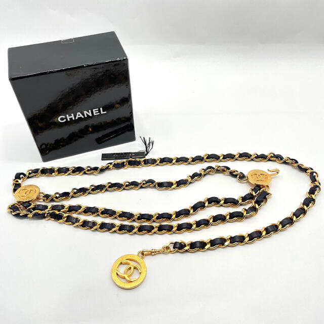 ほぼ未使用 CHANEL シャネル チェーンベルト レザー ヴィンテージ