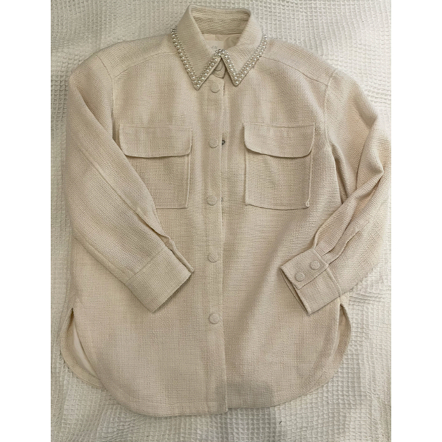 H&M(エイチアンドエム)のパール襟ツイードシャツ レディースのトップス(シャツ/ブラウス(長袖/七分))の商品写真