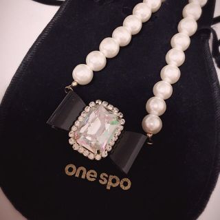 ワンスポ(one spo)のone spo♡パールリボンネックレス(ネックレス)