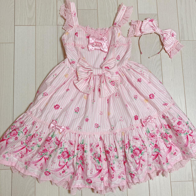 Angelic Pretty JSK カチューシャ オーバーニー ピンク