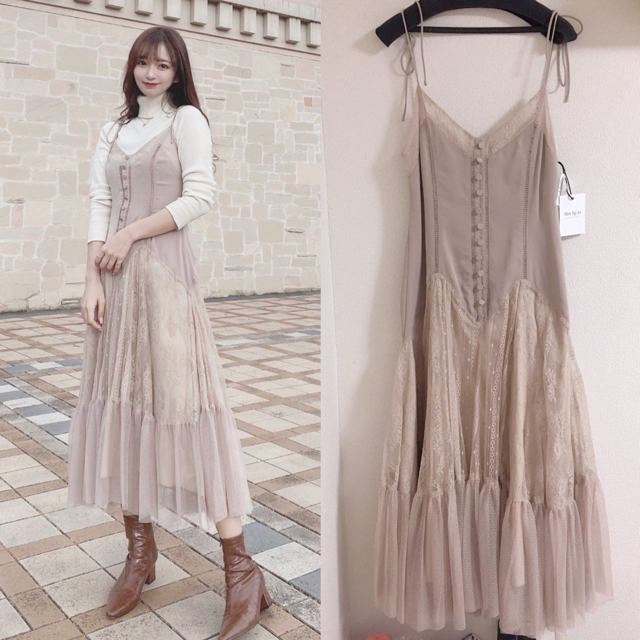 Herlipto / Lace Trimmed Satin Cami Dress レディースのワンピース(ロングワンピース/マキシワンピース)の商品写真