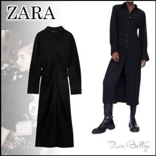 ザラ(ZARA)の*ZARA* ドレープディテール入りワンピース XS(ロングワンピース/マキシワンピース)