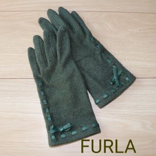 フルラ(Furla)のフルラ　FURLA　手袋　ダークグリーン　革リボン(手袋)