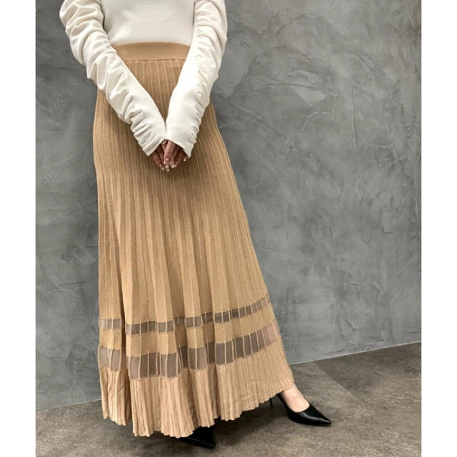 eimy istoire(エイミーイストワール)のeimy シアーコンビプリーツニットスカート レディースのスカート(ロングスカート)の商品写真
