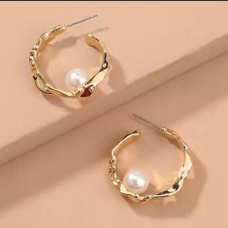 パール　フープ　ピアス(ピアス)