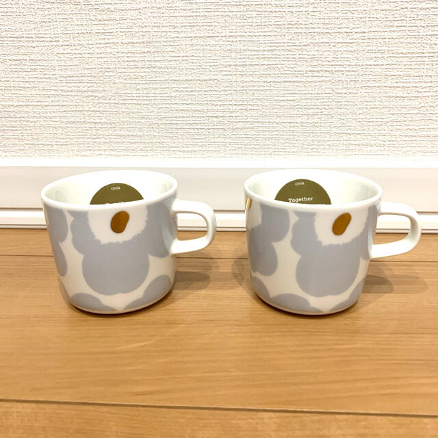 新品 2個 marimekko ウニッコ コーヒーカップ　アイシーグレー