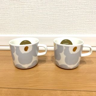 マリメッコ(marimekko)の新品 2個 marimekko ウニッコ コーヒーカップ　アイシーグレー(グラス/カップ)