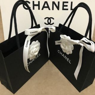 シャネル(CHANEL)のCHANEL♥️カメリアとおリボンつき♥️ブティックショッパー2枚セット♥️(ショップ袋)