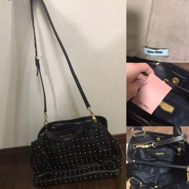 miumiuスタッズ ショルダーバッグ ハンドバッグ 2way 美品