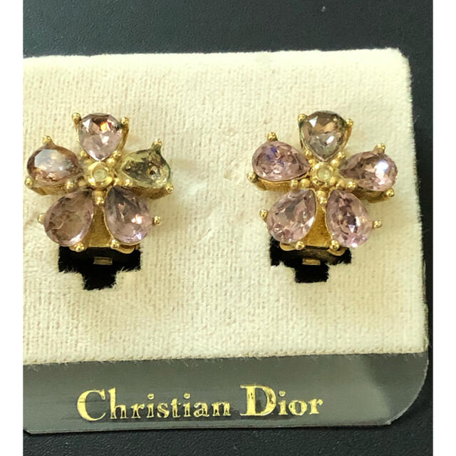 Christian Dior(クリスチャンディオール)のクリスチャンディオール ヴィンテージ ビジュー フラワー イヤリング 訳あり レディースのアクセサリー(イヤリング)の商品写真