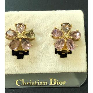 クリスチャンディオール(Christian Dior)のクリスチャンディオール ヴィンテージ ビジュー フラワー イヤリング 訳あり(イヤリング)