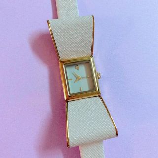 ケイトスペードニューヨーク(kate spade new york)の【電池交換済】ケイトスペード　リボン　腕時計　アイボリー(腕時計)