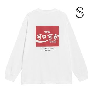 コカコーラ(コカ・コーラ)のGU/ジーユー ロングスリーブT 長袖 コカ・コーラ ホワイト 白 S(Tシャツ(長袖/七分))