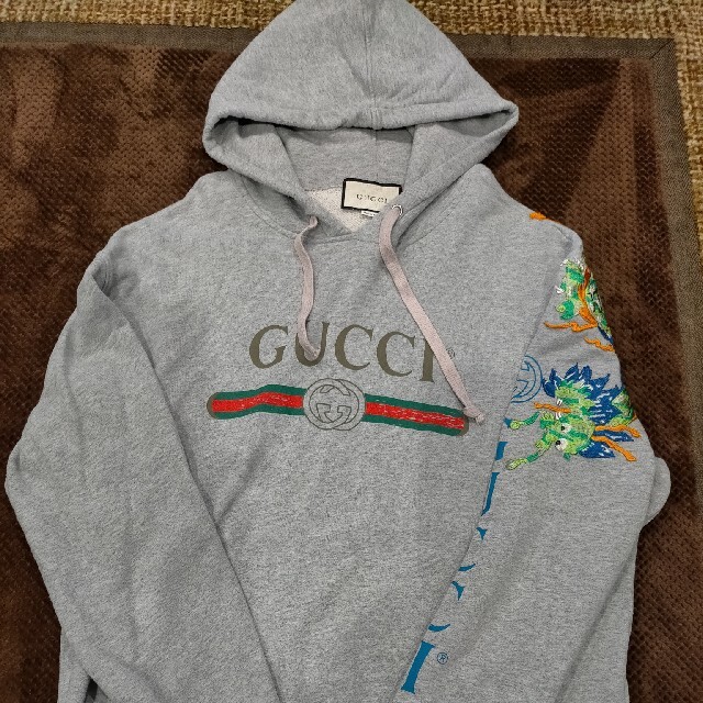 【レアモデル】GUCCI グッチ グレーパーカー 龍 ドラゴン刺繍柄 XL | フリマアプリ ラクマ