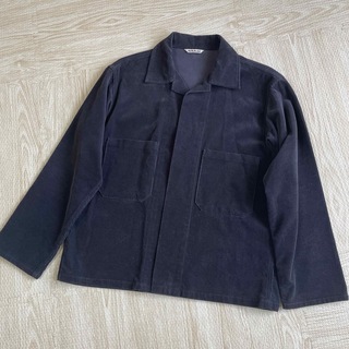 オーラリー(AURALEE)の美品 サイズ1 オーラリー ウォッシュドコーデュロイ オープンシャツ 黒(シャツ)