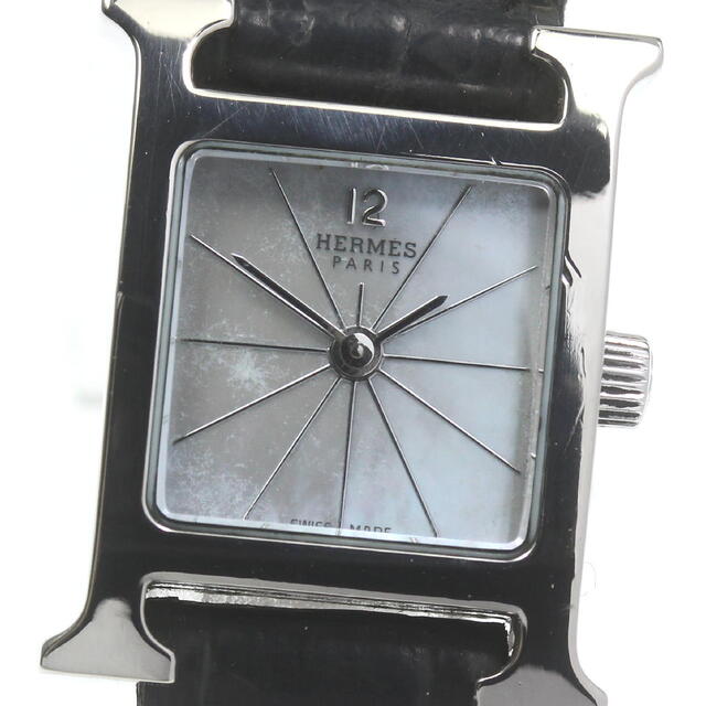 【送料込】 Hermes - 【HERMES】エルメス Hウォッチ ミニ K18WG HH1.190 クォーツ レディース【ev20】 腕時計