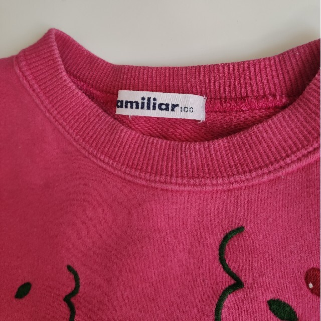 familiar(ファミリア)のfamiliar トレーナー ピンク 100 キッズ/ベビー/マタニティのキッズ服女の子用(90cm~)(Tシャツ/カットソー)の商品写真