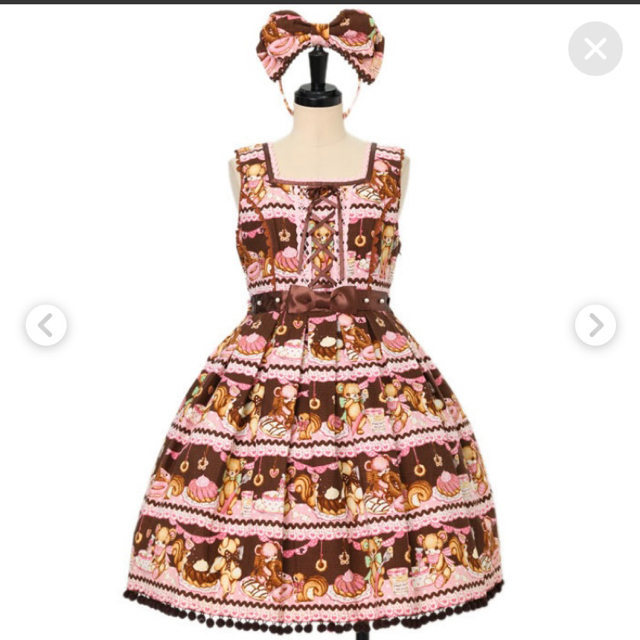 Angelic Pretty(アンジェリックプリティー)のAngelic Pretty Little bears cafe Jsk セット レディースのワンピース(ひざ丈ワンピース)の商品写真