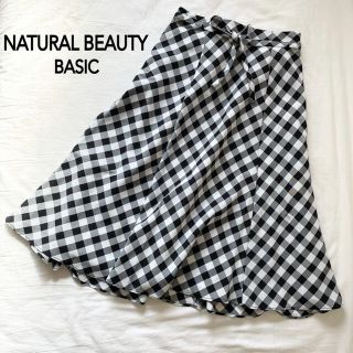 ナチュラルビューティーベーシック(NATURAL BEAUTY BASIC)の【ナチュラルビューティーベーシック】超美品❁︎ギンガムチェックフレアスカート(ひざ丈スカート)