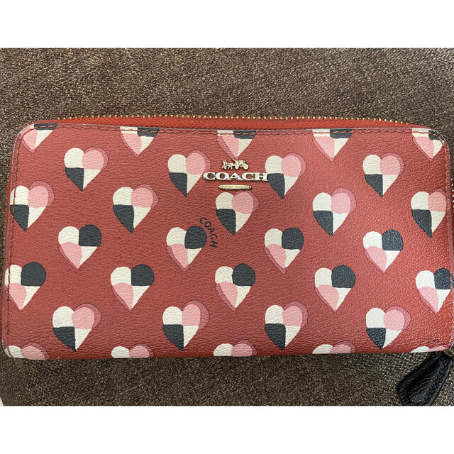 COACH 財布 長財布 中古 ブランド ウォレット コーチ ハート レッド