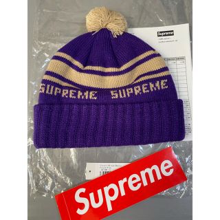 シュプリーム(Supreme)のSupreme Classic Stripe Beanie パープル　新品(ニット帽/ビーニー)