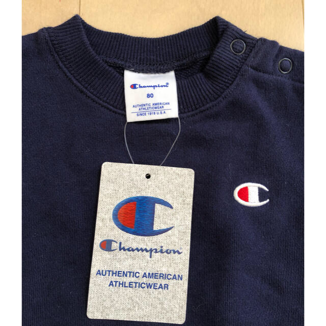 Champion(チャンピオン)の【新品未使用】チャンピオン トレーナー ワンピース 80 ネイビー キッズ/ベビー/マタニティのベビー服(~85cm)(トレーナー)の商品写真