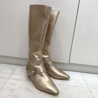 サルヴァトーレフェラガモ(Salvatore Ferragamo)のサルヴァトーレフェラガモ　ロングブーツ　ゴールド　23.5cm(ブーツ)