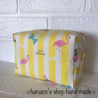 フラミンゴ 柄 ポーチ ⭐️ ハンドメイド(ポーチ)