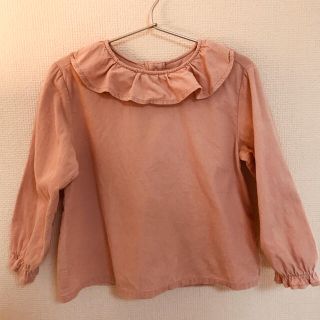 ザラキッズ(ZARA KIDS)のZARA babyピンクコーデュロイフリルシャツ110cm(ブラウス)