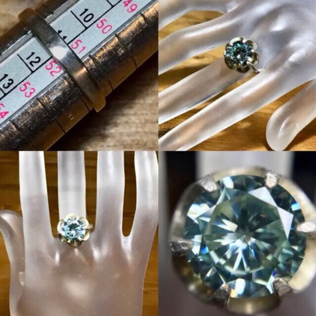 新品ルース 4ct アイスミントグリーンチタニアダイヤリング 合成 新品ルース 4ct アイスミントグリーンチタニアダイヤリング 合成