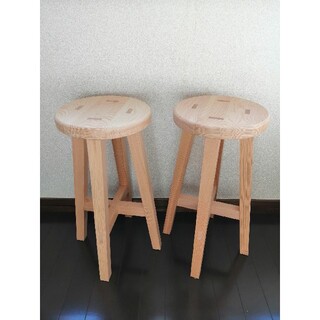 木製スツール　２脚セット　高さ58cm　丸椅子　stool(スツール)