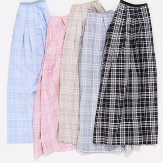 mite☆パイピングチェックスカート pink(ロングスカート)