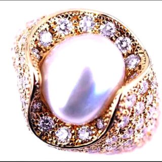 ミキモト(MIKIMOTO)のミキモト  シロチョウ パール　ダイヤモンド 1.65ct　リング　K18(リング(指輪))