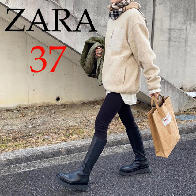 新品❤️ZARA 37 トラックソール付きフラットレザーブーツ ungrid | フリマアプリ ラクマ