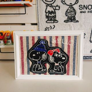 スヌーピー(SNOOPY)のスヌーピー&ベルちゃん刺繍フレーム(インテリア雑貨)