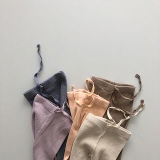 韓国子供服　rib leggings  apricot  M100  新品(パンツ/スパッツ)