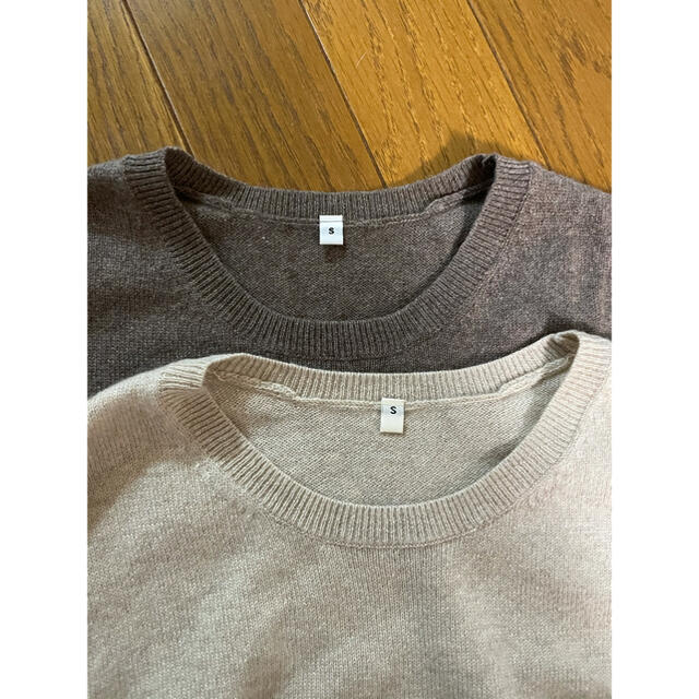 MUJI (無印良品)(ムジルシリョウヒン)の無印良品 MUJI 2点カシミヤクルーネックセーター モカブラウン オートミール レディースのトップス(ニット/セーター)の商品写真