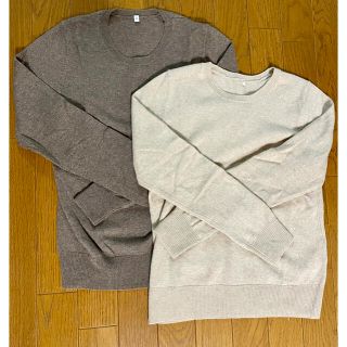 ムジルシリョウヒン(MUJI (無印良品))の無印良品 MUJI 2点カシミヤクルーネックセーター モカブラウン オートミール(ニット/セーター)