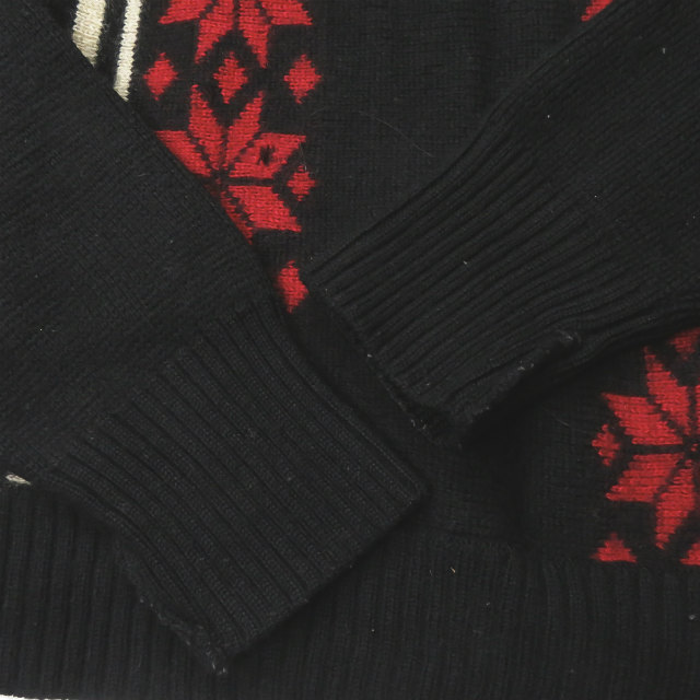 RRL(ダブルアールエル)のRRL ダブルアールエル Snowflake Knit Sweater 雪柄クルーネックニット M ブラック セーター 長袖 プルオーバー トップス【中古】【RRL】 メンズのトップス(ニット/セーター)の商品写真