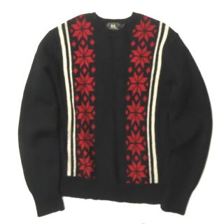 ダブルアールエル(RRL)のRRL ダブルアールエル Snowflake Knit Sweater 雪柄クルーネックニット M ブラック セーター 長袖 プルオーバー トップス【中古】【RRL】(ニット/セーター)